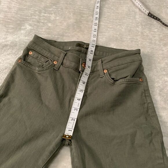 7 For All Mankind Womens Green Denim Skinny Jeans Size 26x27 Mid Rise Pants - Picture 3 of 7
